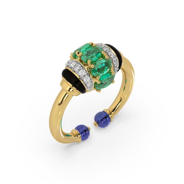 Emerald Diamond Tanzanite Ring